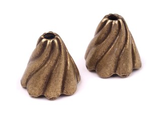 Zakończenie do bombek i jajek nr 3 - stary mosiądz - komplet ze szpilką perłową