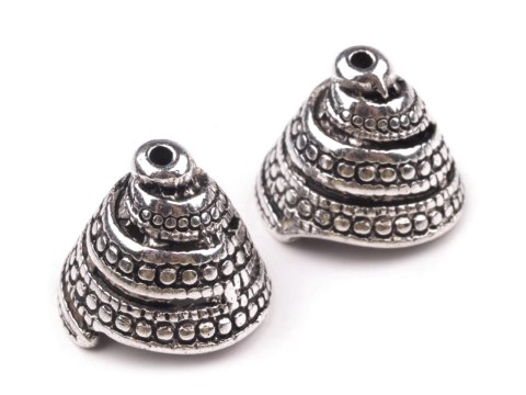 Zakończenie do bombek i jajek nr 4 - srebrne - komplet ze szpilką perłową