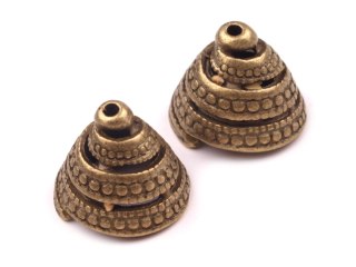 Zakończenie do bombek i jajek nr 5 - stary mosiądz - komplet ze szpilką perłową