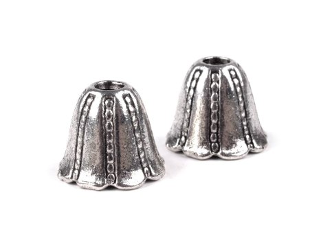 Zakończenie do bombek i jajek nr 6 - srebrne - komplet ze szpilką perłową