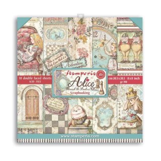 Zestaw 10 szt, papierów do scrapbookingu 20,3x20,3cm Stamperia SLEEPING ALICE Through The Looking Glass SBBS42