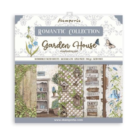 Zestaw 10 szt, papierów do scrapbookingu 30x30cm ROMANTIC GARDEN SBBL102