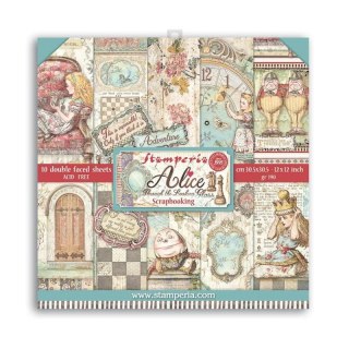 Zestaw 10 szt, papierów do scrapbookingu 30x30cm Stamperia ALICE Through the looking glass SBBL93