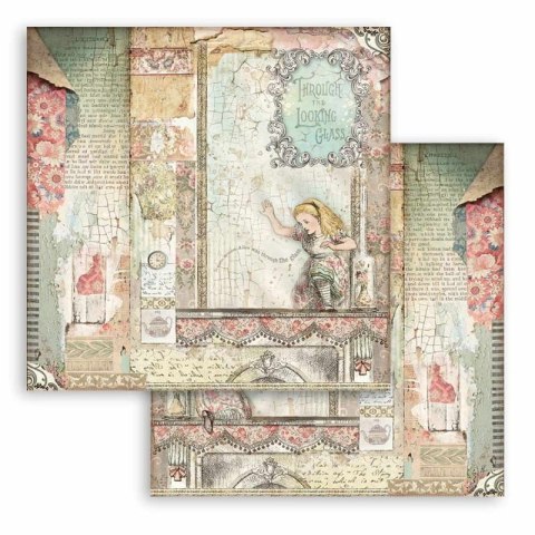 Zestaw 10 szt, papierów do scrapbookingu 30x30cm Stamperia ALICE Through the looking glass SBBL93