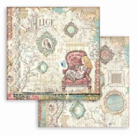 Zestaw 10 szt, papierów do scrapbookingu 30x30cm Stamperia ALICE Through the looking glass SBBL93
