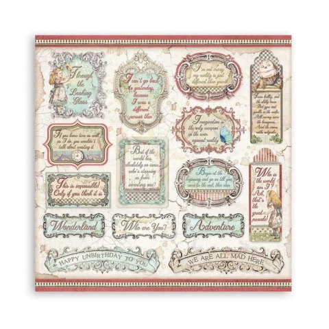 Zestaw 10 szt, papierów do scrapbookingu 30x30cm Stamperia ALICE Through the looking glass SBBL93