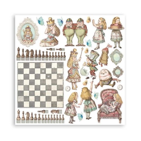 Zestaw 10 szt, papierów do scrapbookingu 30x30cm Stamperia ALICE Through the looking glass SBBL93