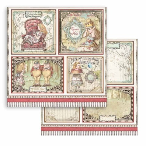 Zestaw 10 szt, papierów do scrapbookingu 30x30cm Stamperia ALICE Through the looking glass SBBL93
