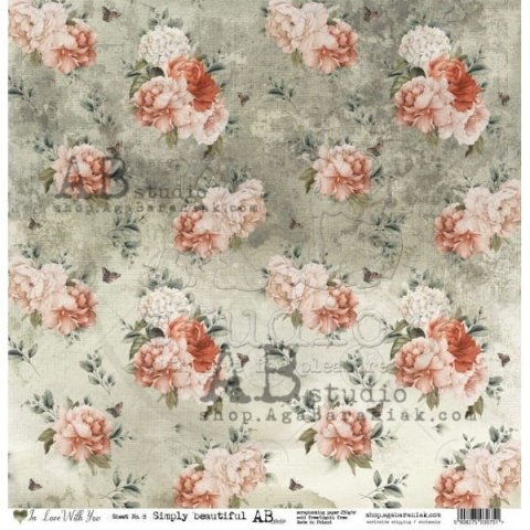 Zestaw papierów do scrapbookingu 30x30cm In love with you