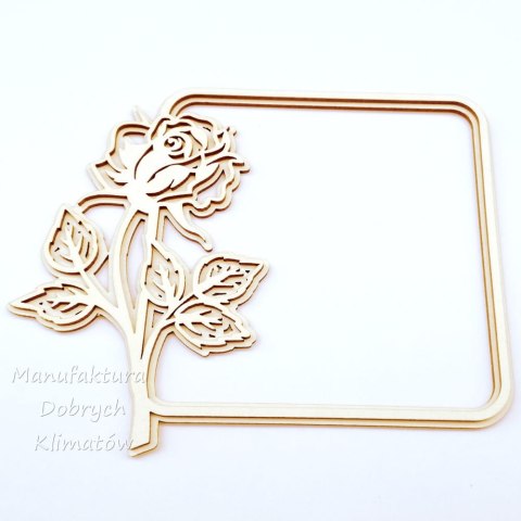 MDK T0109 Ramka kwadratowa 3D z ażurową różą 103x83mm