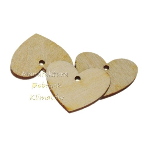 MDK006 Serduszka ze sklejki 30x25mm z dziurką komplet 3 szt