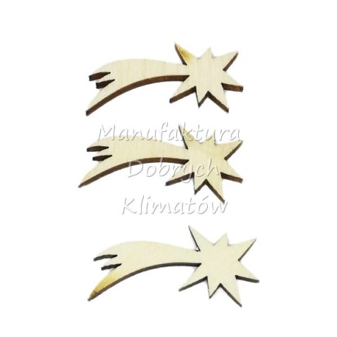 MDK0532 Gwiazdki betlejemskie ze sklejki 35x17,5mm komplet 3 szt