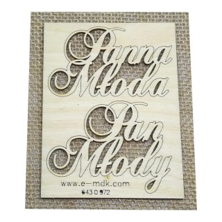 MDK0972 Napis Panna Młoda, Pan Młody ok. 70x40mm - małe