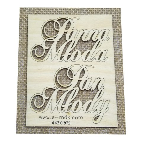 MDK0972 Napis Panna Młoda, Pan Młody ok. 70x40mm - małe
