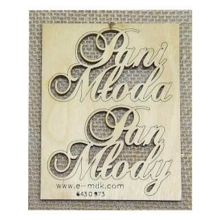 MDK0973 Napis Pani Młoda, Pan Młody ok. 70x40mm - małe
