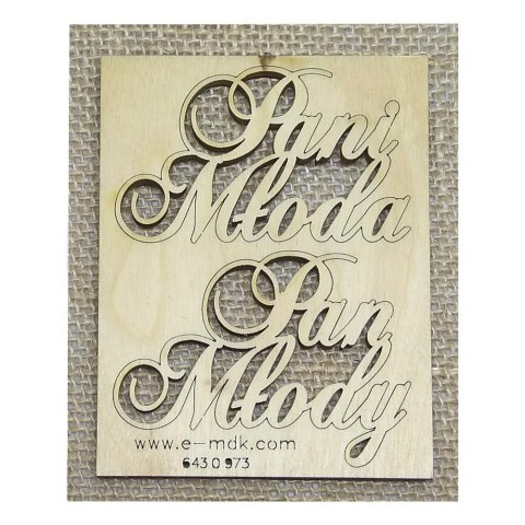 MDK0973 Napis Pani Młoda, Pan Młody ok. 70x40mm - małe