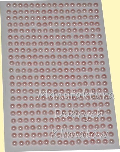 Półperełki samoprzylepne 5mm jasno-rózowe kolor 142 - 336szt