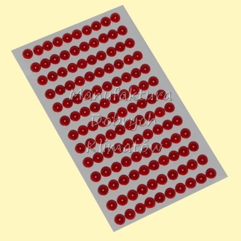 Półperełki samoprzylepne 8mm czerwone perłowe PK8CZ 130szt