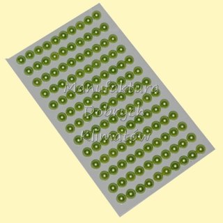 Półperełki samoprzylepne 8mm jasno zielone perłowe PK8JZ 130szt
