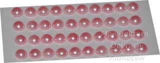Półperełki samoprzylepne 8mm małe - różowe - 40szt