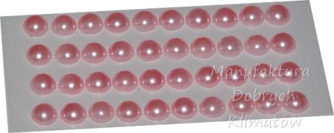 Półperełki samoprzylepne 8mm małe - różowe - 40szt
