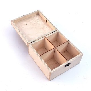 Pudełko na herbatę, herbaciarka 4 przegródki z zapięciem [004]