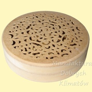 Pudełko okrągłe MDF z ażurem średnica 19 cm