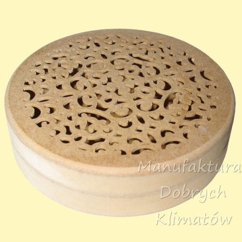 Pudełko okrągłe MDF z ażurem średnica 19 cm