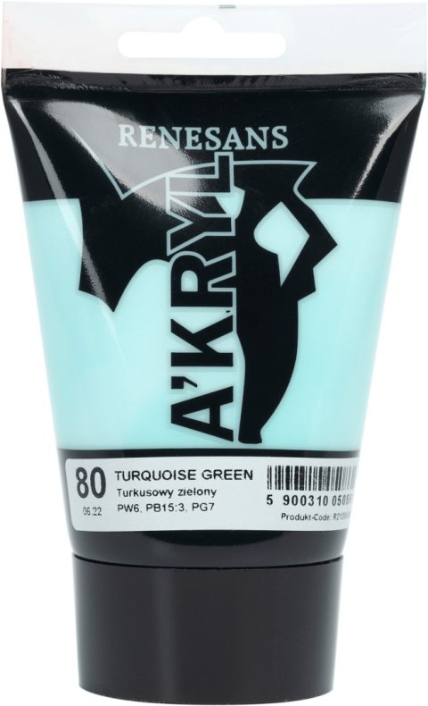 Renesans farba akrylowa Akryl 100ml - Turkusowy zielony 80