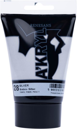 Renesans farba akrylowa metaliczna Akryl 100ml - Srebro 28