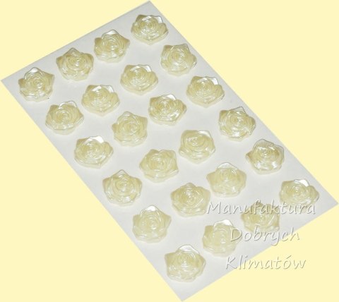 Różyczki samoprzylepne śr, 18mm - 24szt - kremowe