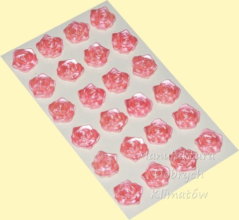 Różyczki samoprzylepne śr, 18mm - 24szt - różowe