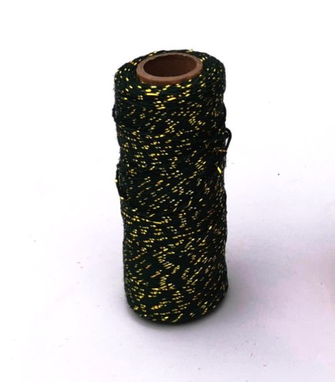 Sznurek ozdobny 1mm ze złotą nitką - zielony - 120m